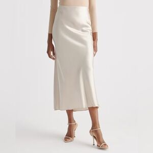 QUINCE NWOT Washable Silk Skirt in Champagne